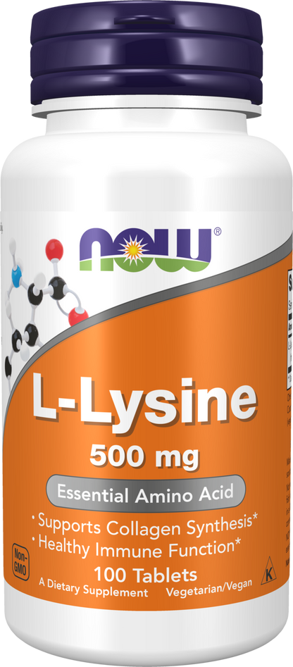 NOW Supplements, L-Lysine 500 mg, Amino Acid, 100 Tabs