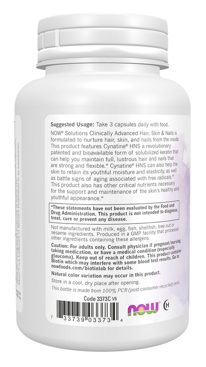 NOW Solutions, Hair, Skin and Nails, Clinically Advanced, 90 Caps