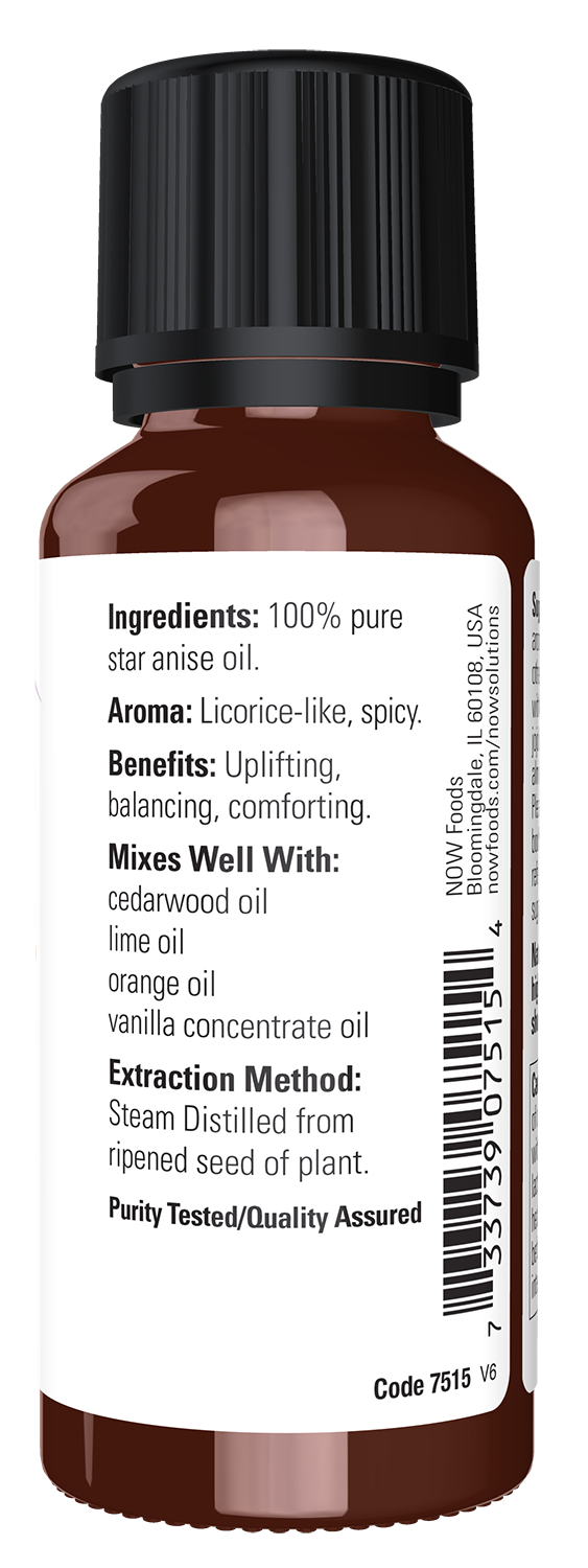 NOW Essential Oils, Anise Oil, Undiluted, Steam Distilled, 1 fl. oz