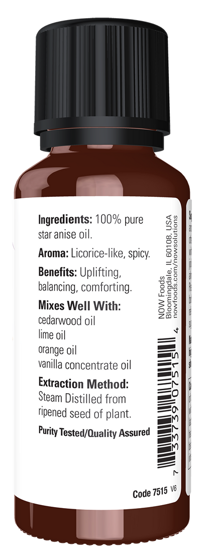 NOW Essential Oils, Anise Oil, Undiluted, Steam Distilled, 1 fl. oz