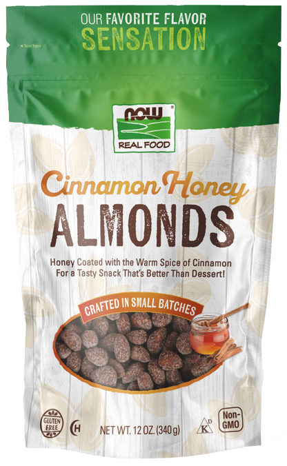 NOW Foods, Cinnamon Honey Coated Almonds, Small Batch, 12 oz