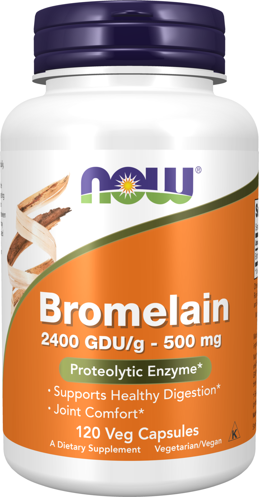 NOW Supplements, Bromelain 2,400 GDU/g - 500 mg, 120 Veg Caps