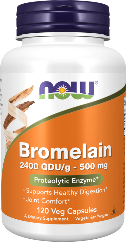 NOW Supplements, Bromelain 2,400 GDU/g - 500 mg, 120 Veg Caps