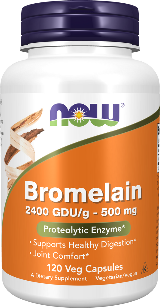 NOW Supplements, Bromelain 2,400 GDU/g - 500 mg, 120 Veg Caps