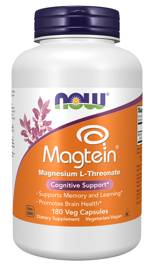 NOW Supplements, Magtein® with patented form of Magnesium, 180 Veg Caps