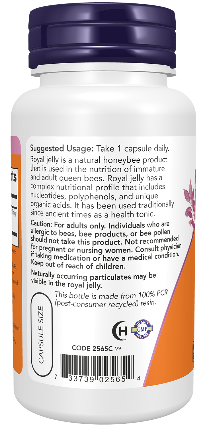 NOW Supplements, Royal Jelly 1500 mg with 10-HDA (Hydroxy-D-Decenoic Acid), 60 Veg Capsules