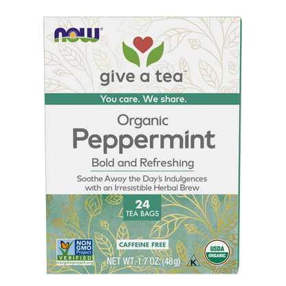 NOW Foods, Give a Tea® , Organic Peppermint Tea, Caffeine-Free, 24 bags