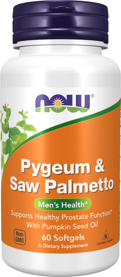 NOW Supplements, Pygeum & Saw Palmetto with Pumpkin Seed Oil, 60 Softgels