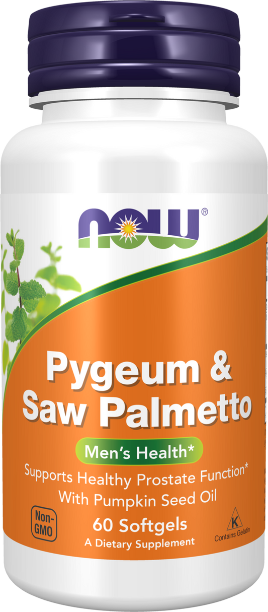 NOW Supplements, Pygeum & Saw Palmetto with Pumpkin Seed Oil, 60 Softgels