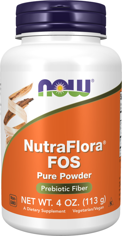 NOW Supplements, NutraFlora FOS Pure Powder, Prebiotic Fiber, 4 oz