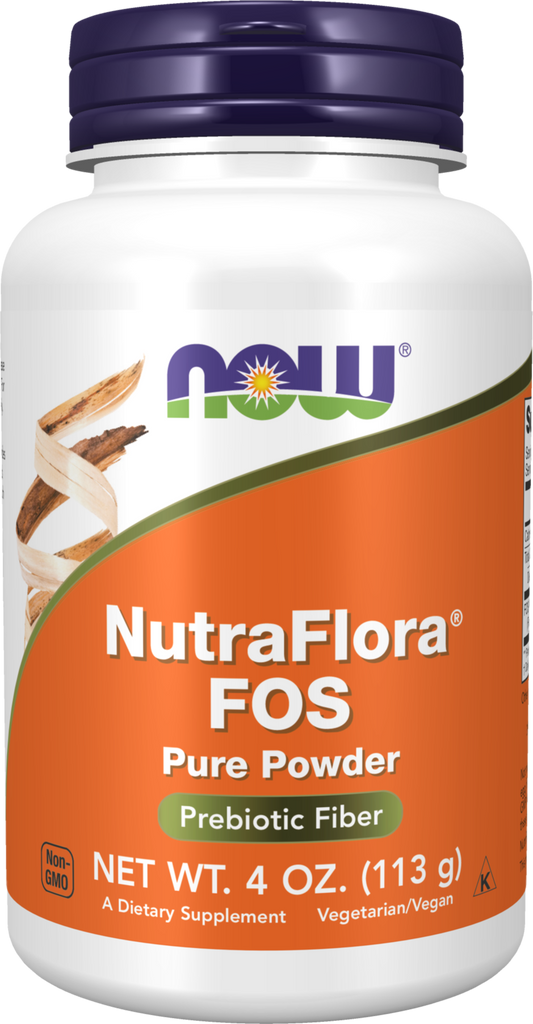 NOW Supplements, NutraFlora FOS Pure Powder, Prebiotic Fiber, 4 oz
