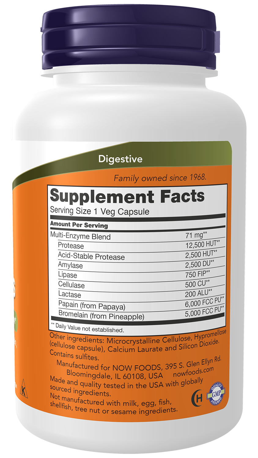 NOW Supplements, Plant Enzymes Lactase, Protease, Bromelain, 120 Veg Caps