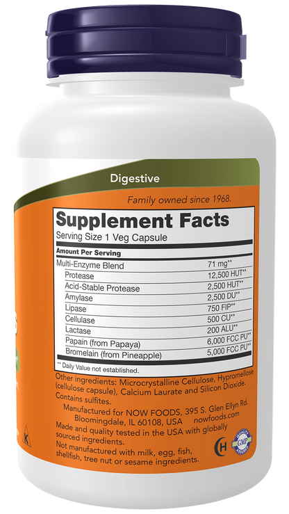NOW Supplements, Plant Enzymes Lactase, Protease, Bromelain, 120 Veg Caps