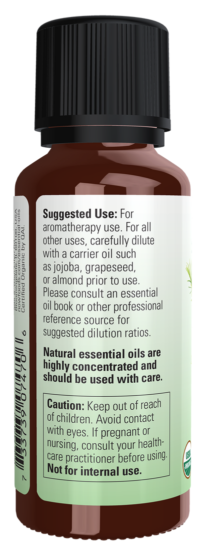 NOW Essential Oils, Organic Tea Tree Oil, Steam Dist., Undiluted, 1 fl. oz