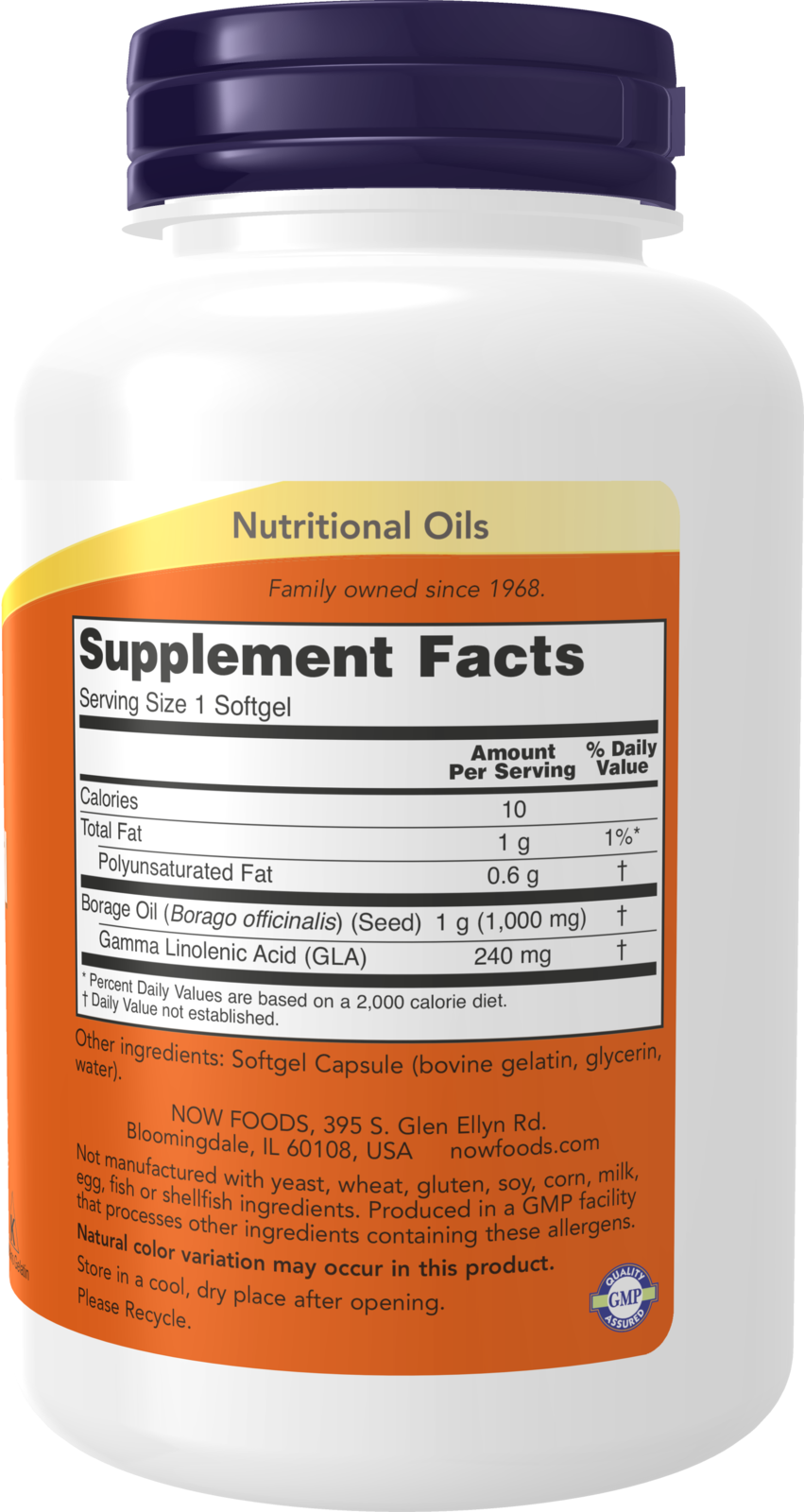 NOW Supplements, Borage Oil 1,000 mg with 240mg  GLA, 120 Softgels