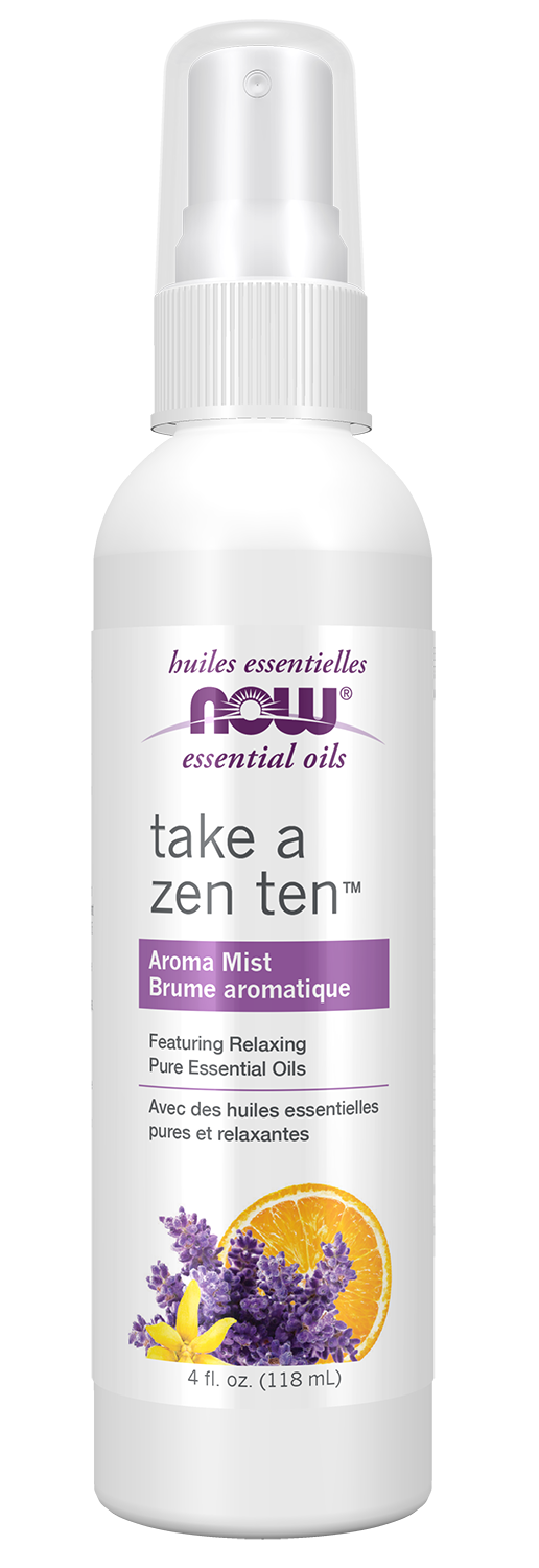 NOW Essential Oils, Take A Zen Ten™ Relaxing Aroma Pillow Mist, 4 fl. oz