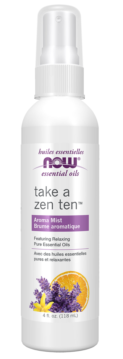 NOW Essential Oils, Take A Zen Ten™ Relaxing Aroma Pillow Mist, 4 fl. oz