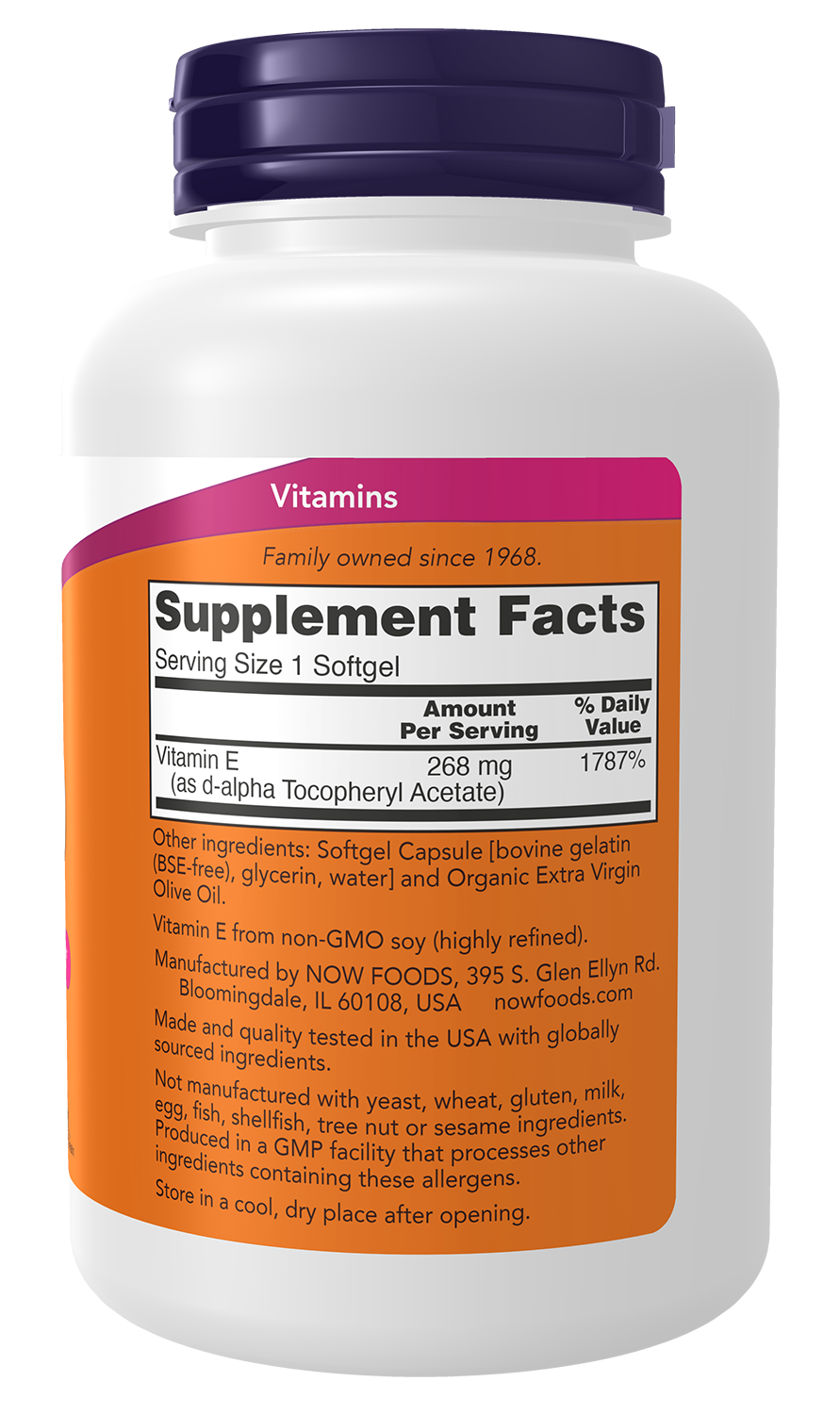 NOW Supplements, Vitamin E-400 IU, D-Alpha Tocopheryl, 250 Softgels