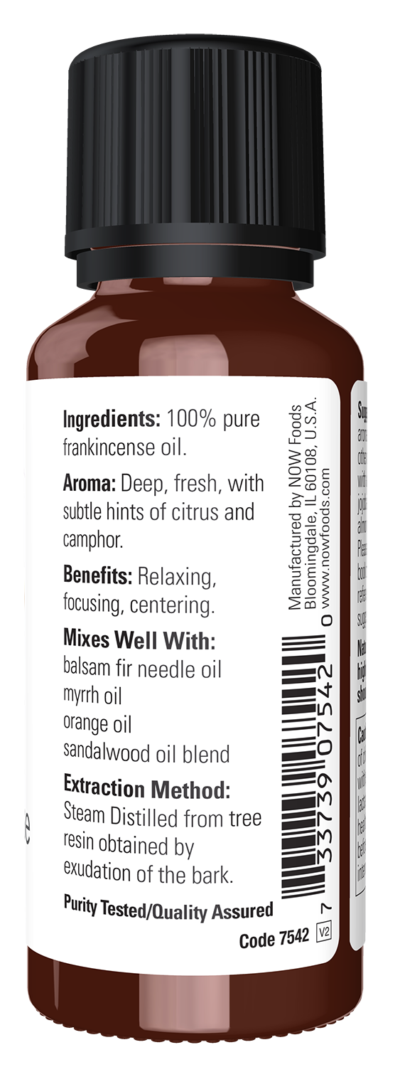 NOW Essential Oils, Frankincense Oil, Undiluted, Steam Distilled, 1 fl. oz