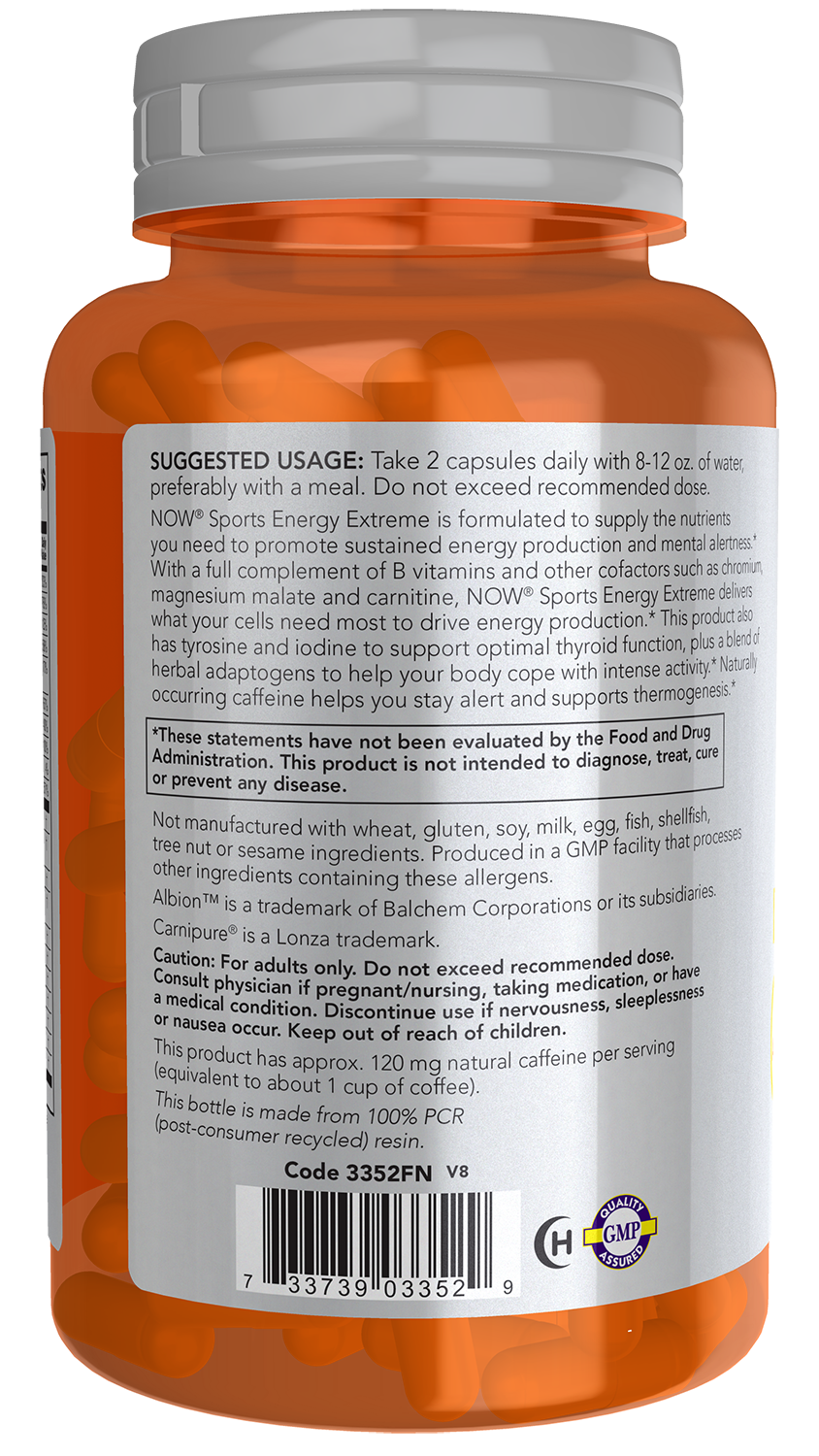 NOW Sports, Energy Extreme, Natural Caffeine and B Vitamins, 90 Veg Caps