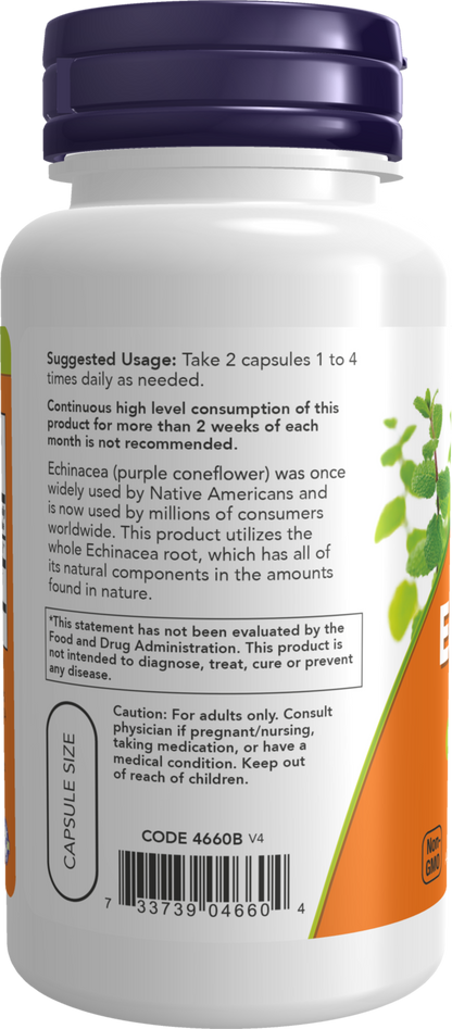 NOW Supplements, Echinacea 400 mg, Immune System Support*, 100 Veg Caps