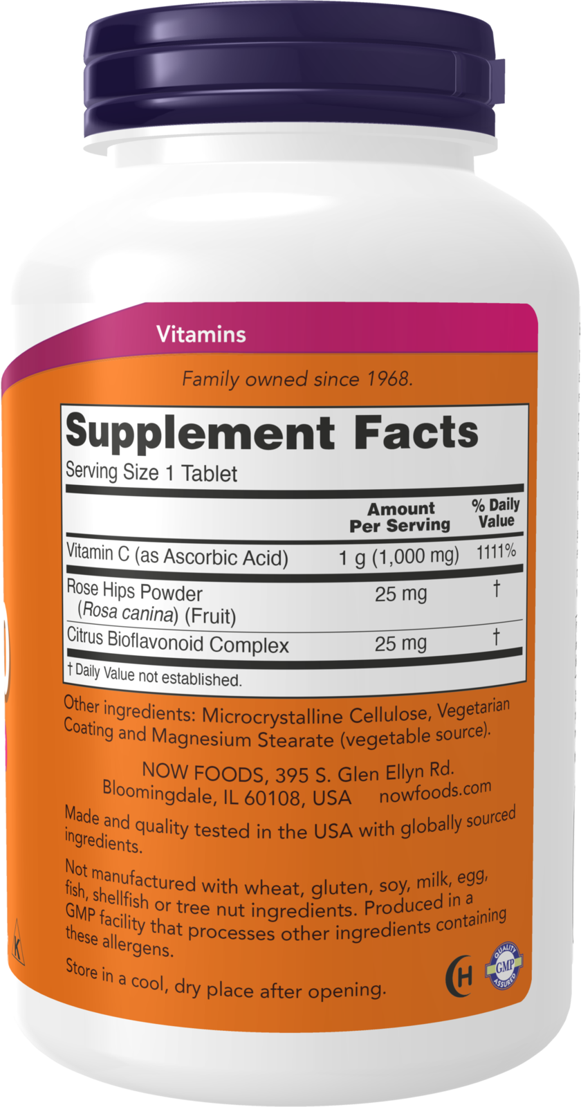 NOW Supplements, Vitamin C-1,000 with Rose Hips & Bioflavonoids, 250 Tabs