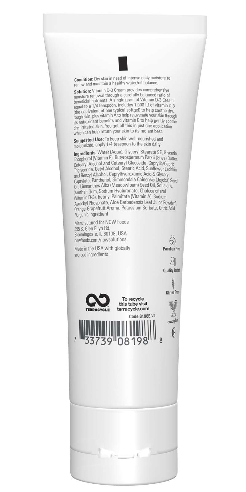 NOW Solutions, Vitamin D-3 Cream 1,000 IU/g, Intense Moisture, 4 fl. oz