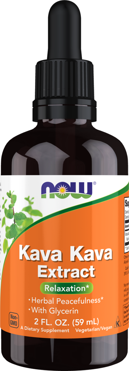 NOW Supplements, Kava Kava Liquid Extract, Glycerin, Dropper Included, 2 oz