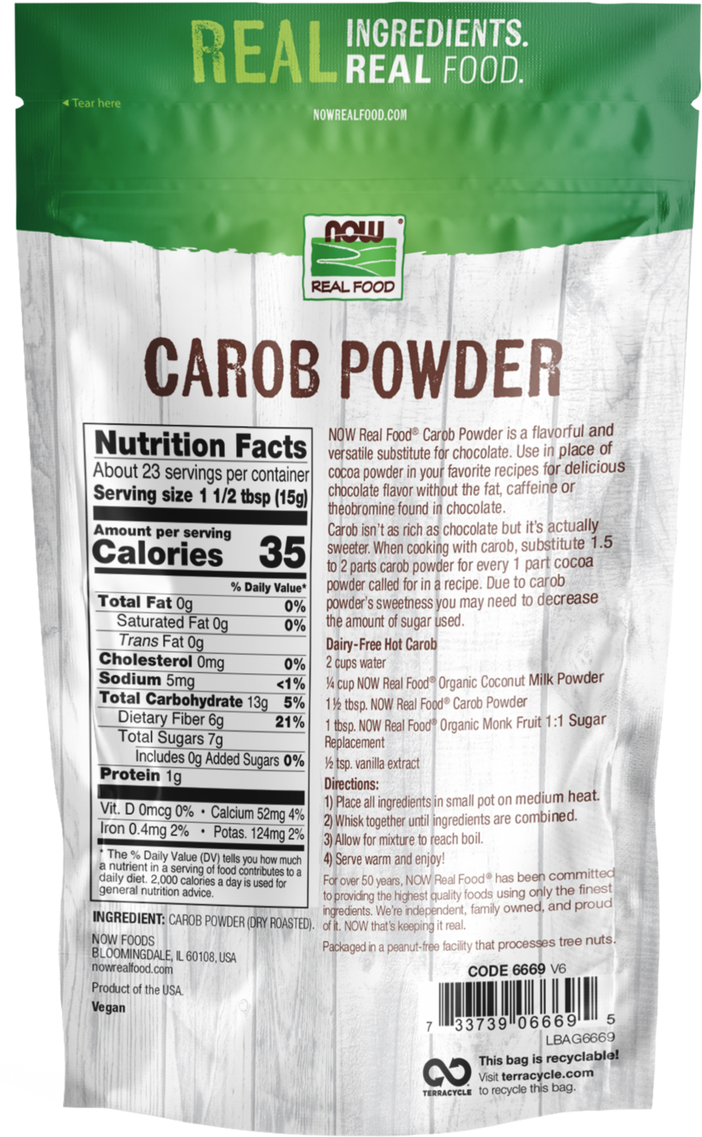 NOW Foods, Carob Powder, Dry Roasted, Chocolate Substitute, 12 oz