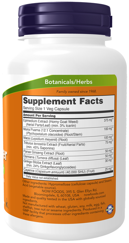 NOW Supplements, Men's Virility Power, Featuring Epimedium or "Horny Goat Weed", Muira Puama, Maca and Tribulus, 120 Veg Capsules