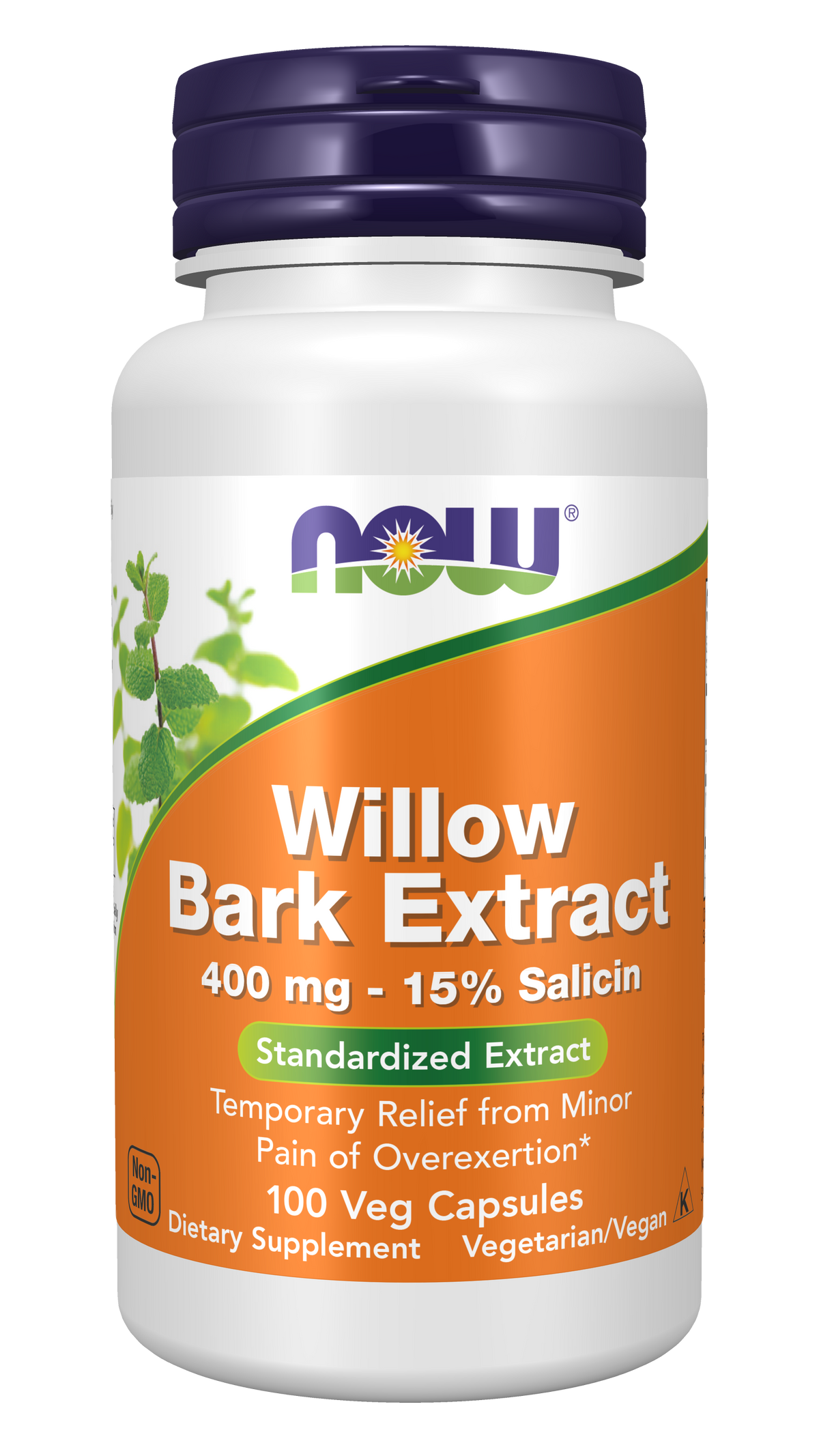NOW Supplements, White Willow Bark 400 mg with 15% Salicin, 100 Veg Caps