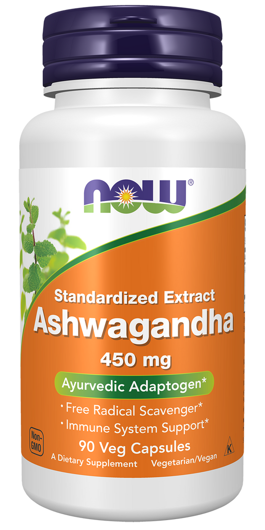 NOW Supplements, Ashwagandha 450 mg (Standardized Extract), 90 Veg Caps