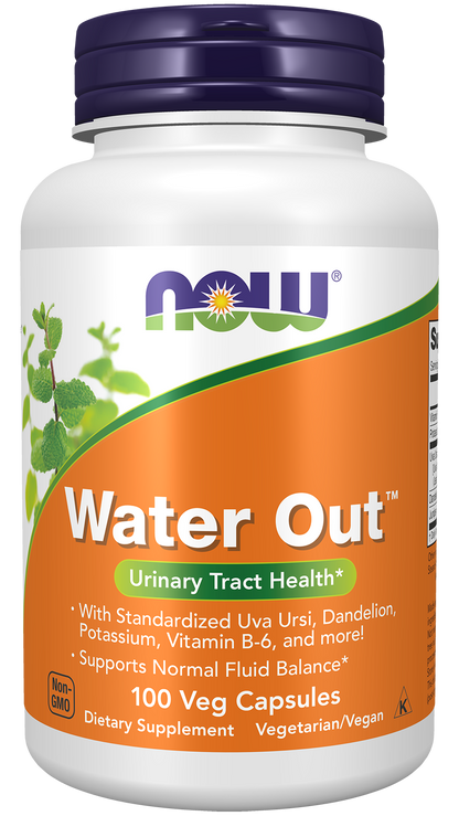 NOW Supplements, Water Out, Standardized Uva Ursi, Dandelion, 100 Veg Caps