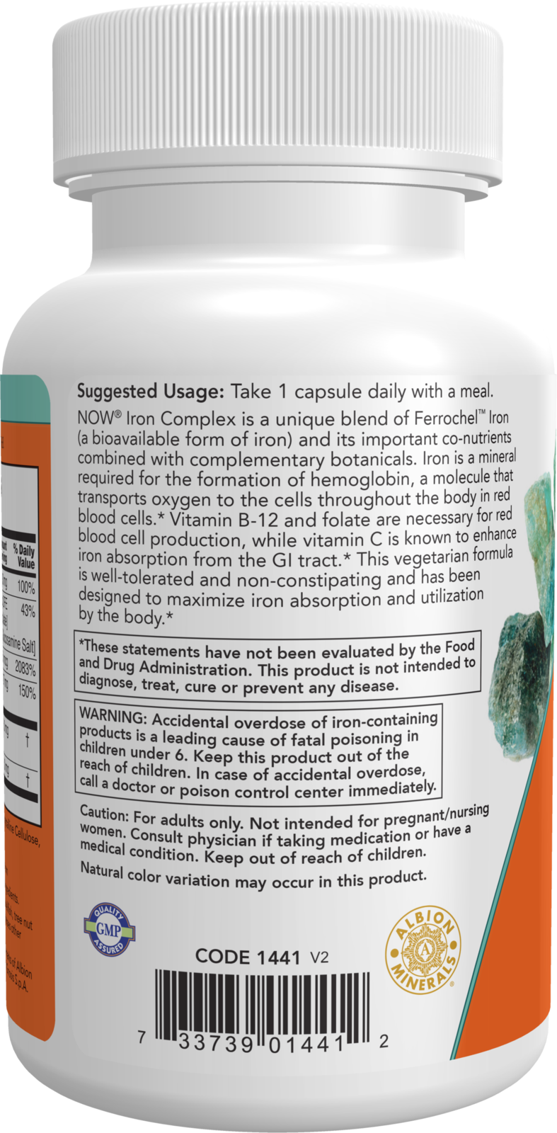 NOW Supplements, Iron Complex Caps, Non-Constipating*, 100 Veg Caps