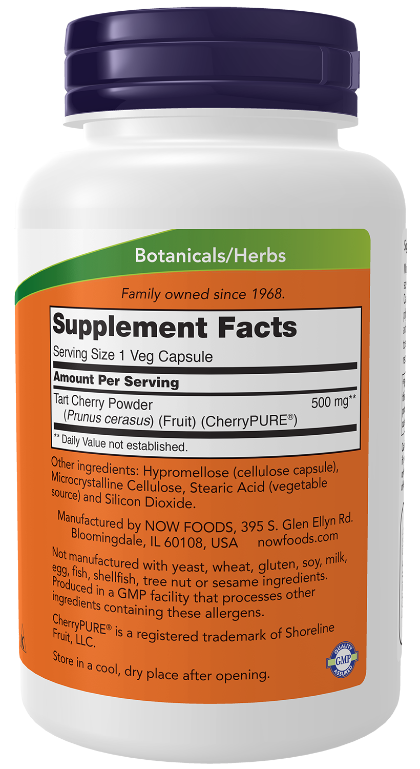NOW Supplements, Tart Cherry (Prunus cerasus) 500 mg, 90 Veg Caps