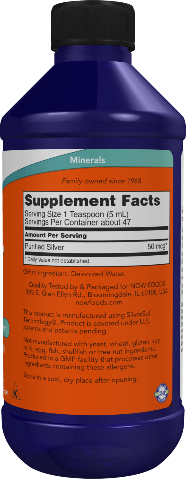 NOW Supplements, Silver Sol 10 PPM, Elemental Silver, Deionized, 8 fl oz