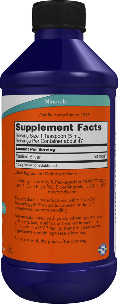 NOW Supplements, Silver Sol 10 PPM, Elemental Silver, Deionized, 8 fl oz
