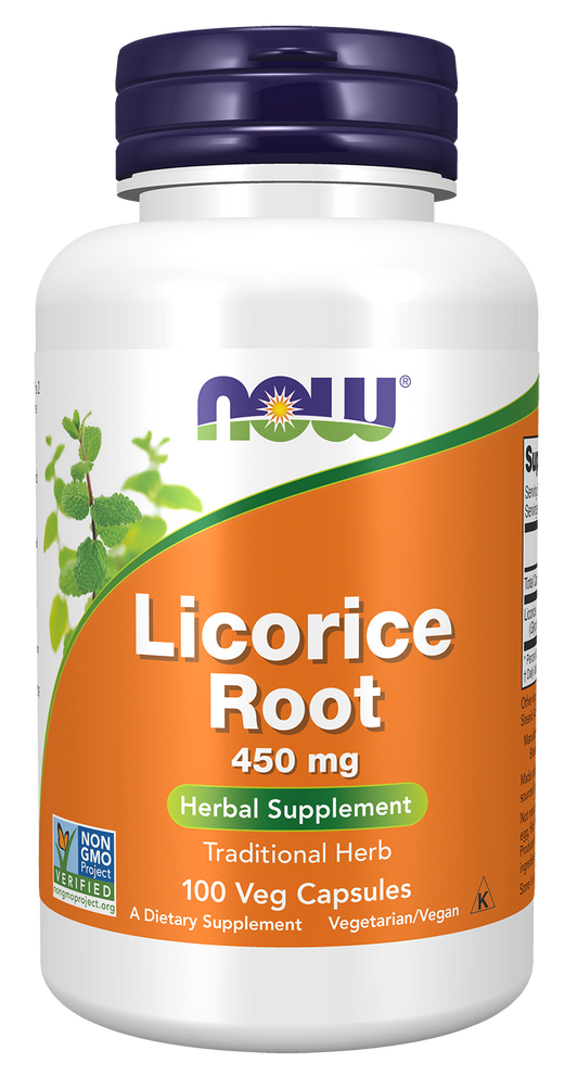 NOW Supplements, Licorice Root 450 mg, Herbal Supplement, 100 Veg Caps