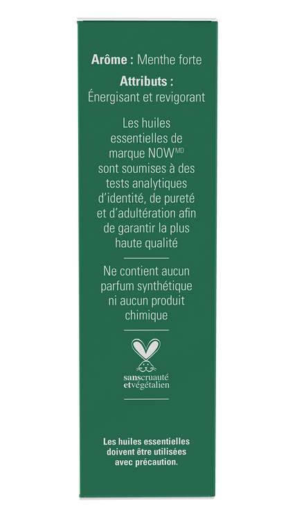 NOW Essential Oils, Organic Peppermint Energizing Roll-On, 10 mL