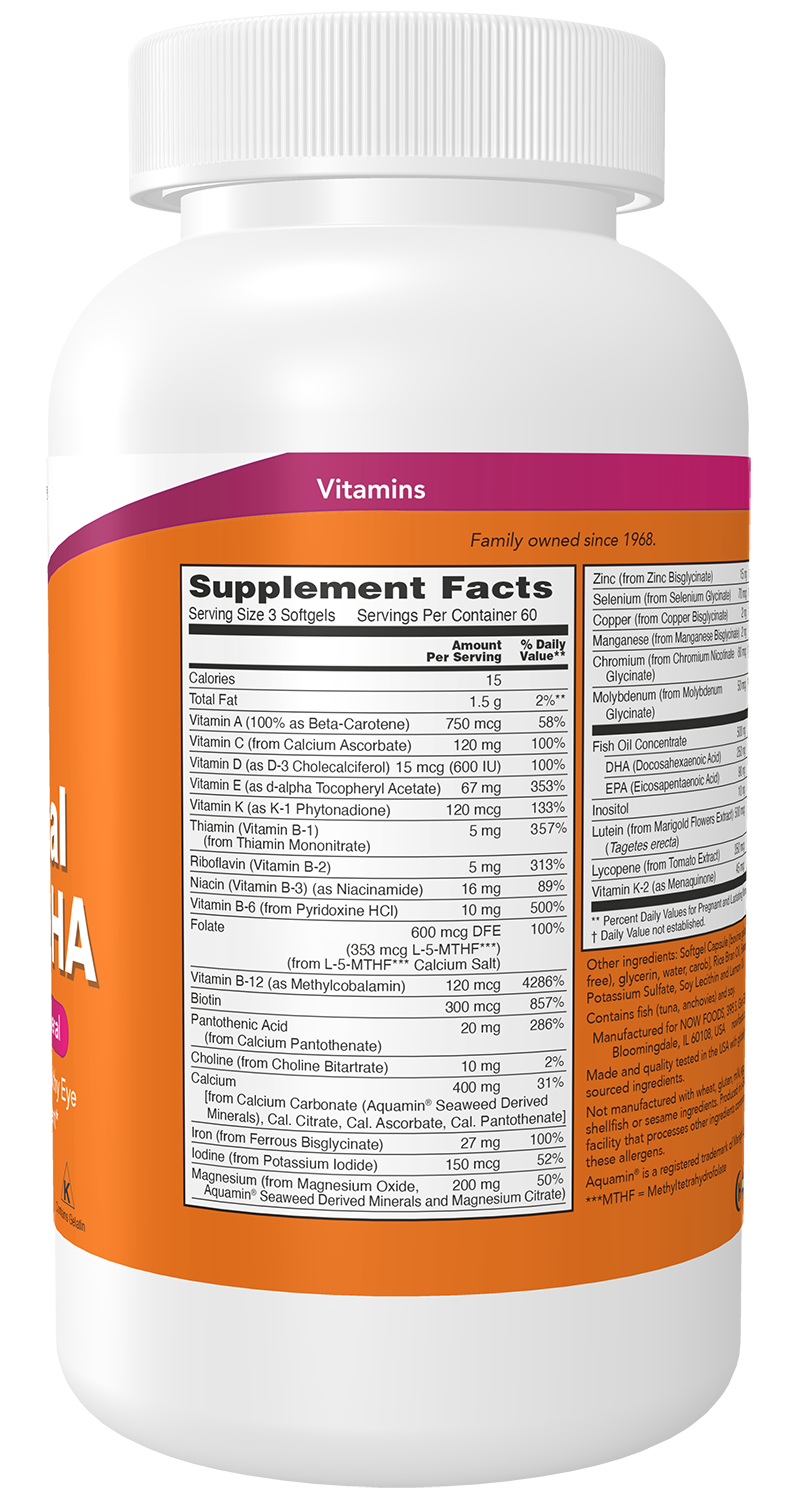 NOW Supplements, Prenatal Gels + DHA with 250 mg DHA, 180 Softgels
