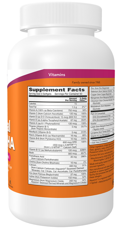 NOW Supplements, Prenatal Gels + DHA with 250 mg DHA, 180 Softgels