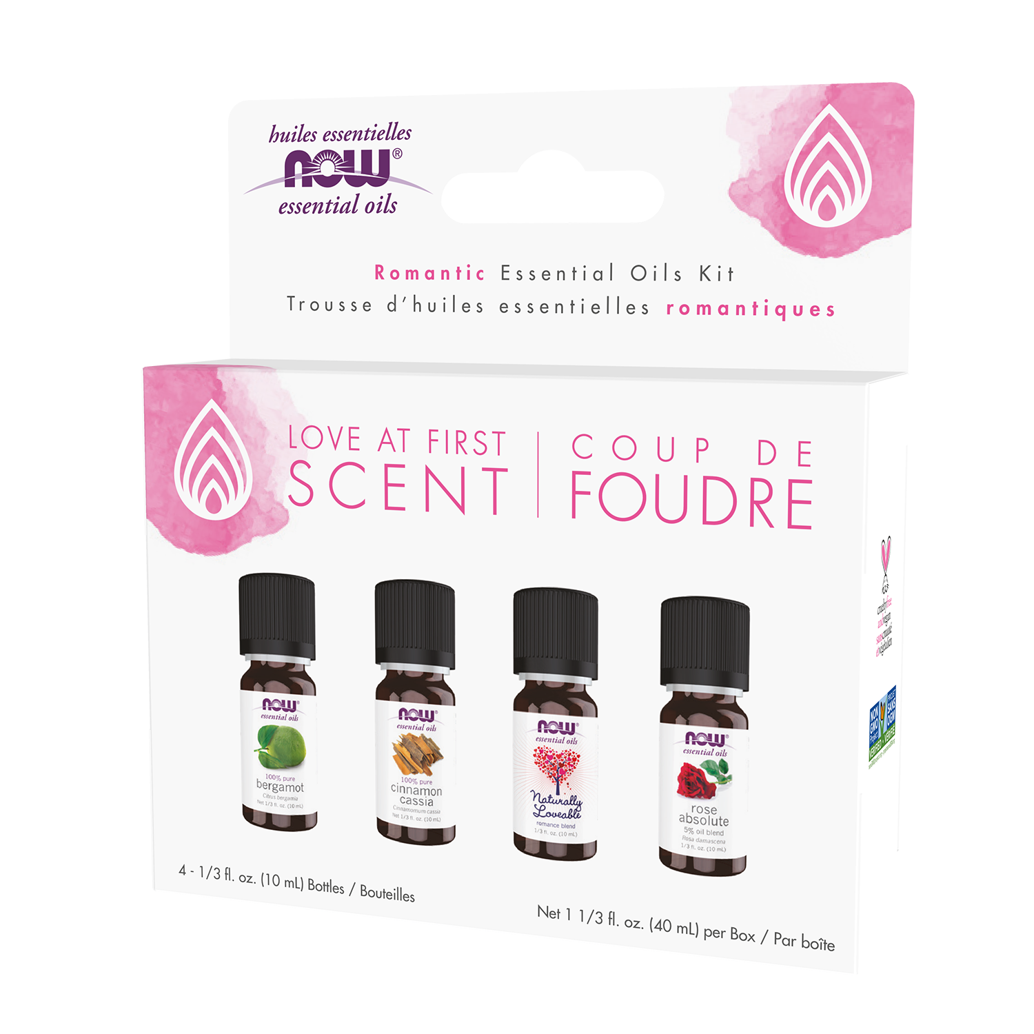 NOW Essential Oils, Love at First Scent Romantic Aromatherapy Kit, 4x 10mL