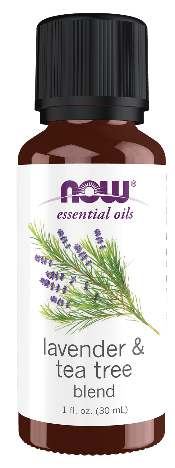 NOW Essential Oils, Lavender & Tea Tree Oil Blend, Steam Distill, 1 fl. oz