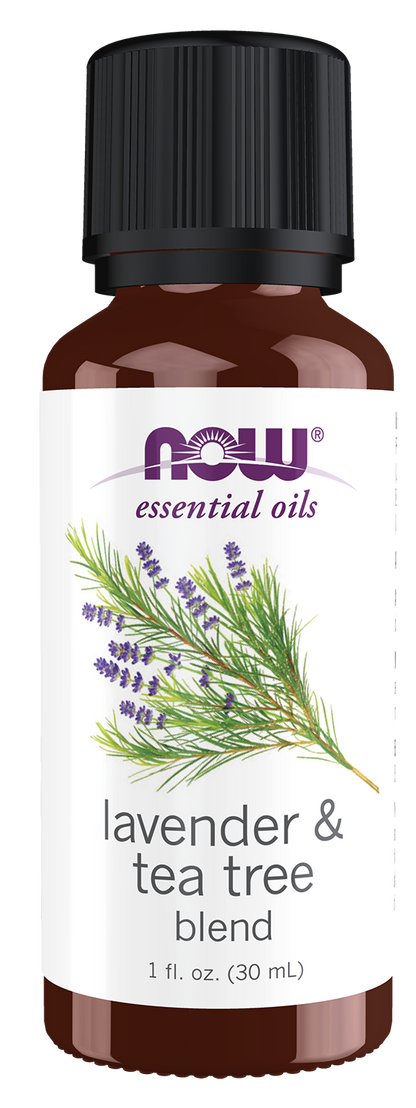 NOW Essential Oils, Lavender & Tea Tree Oil Blend, Steam Distill, 1 fl. oz