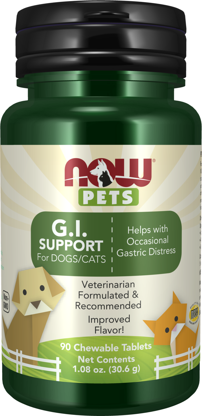 NOW Pet Health, G.I. Support Supplement, Cats & Dogs, 90 Chewable Tablets