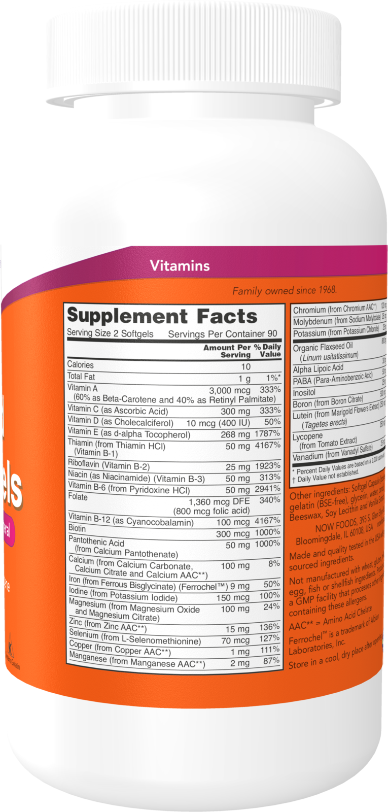 NOW Supplements, Liquid Multi Gels with Lutein and Lycopene, plus Flax Seed Oil, 180 Softgels
