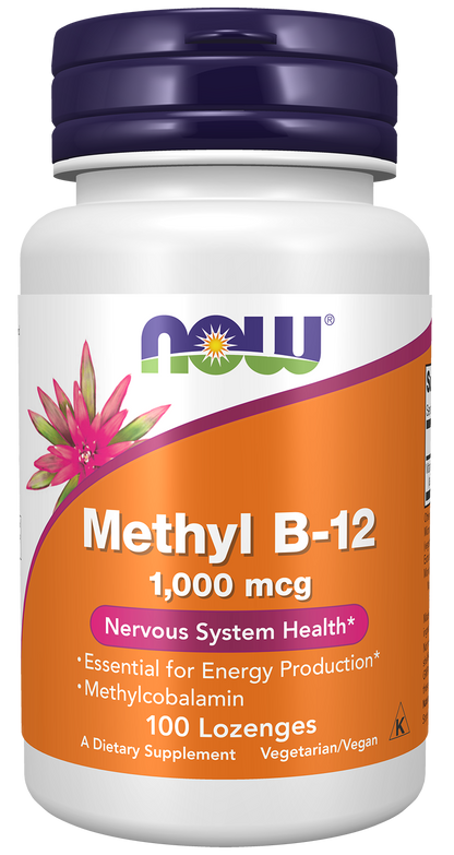 NOW Supplements, Methyl B-12 1000 mcg, Nervous System Health*, 100 Lozenges