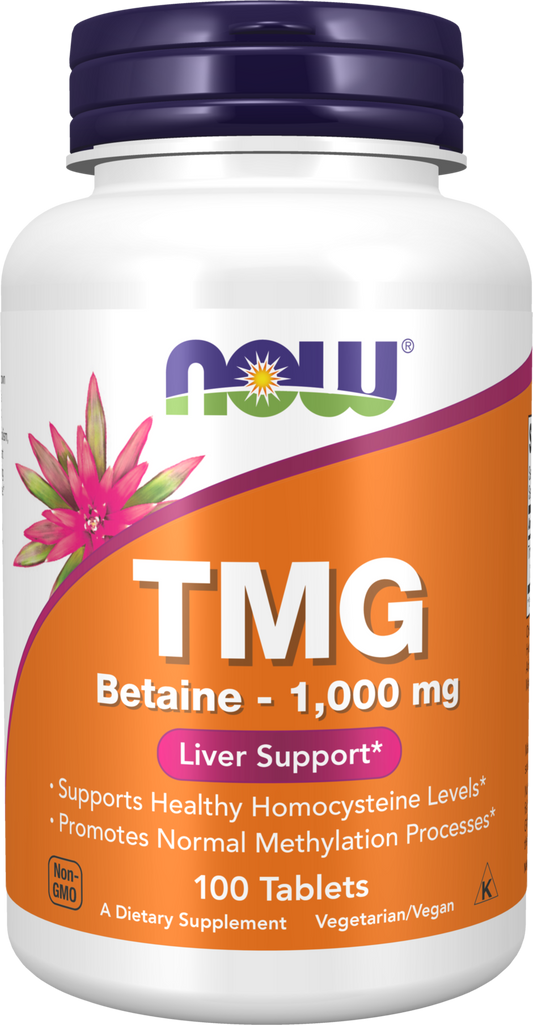 NOW Supplements, TMG Betaine 1,000 mg, Liver Support*, 100 Tabs