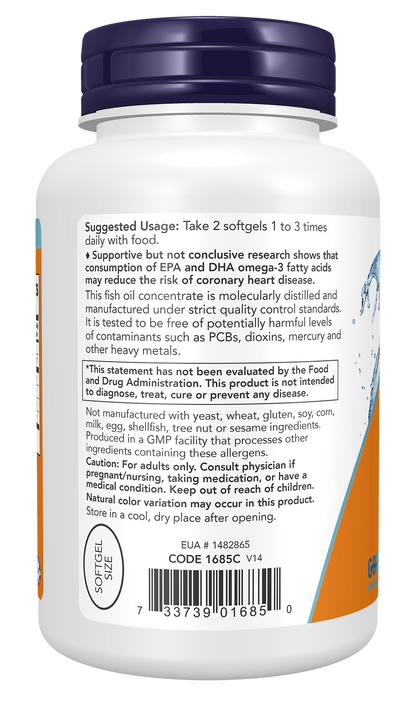 NOW Supplements, Omega-3 Mini Gels, Molecularly Distilled, 180 Softgels