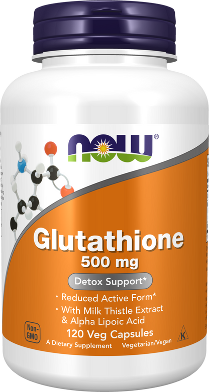 NOW Supplements, Glutathione 500 mg, Detoxification Support*, 120 Veg Caps